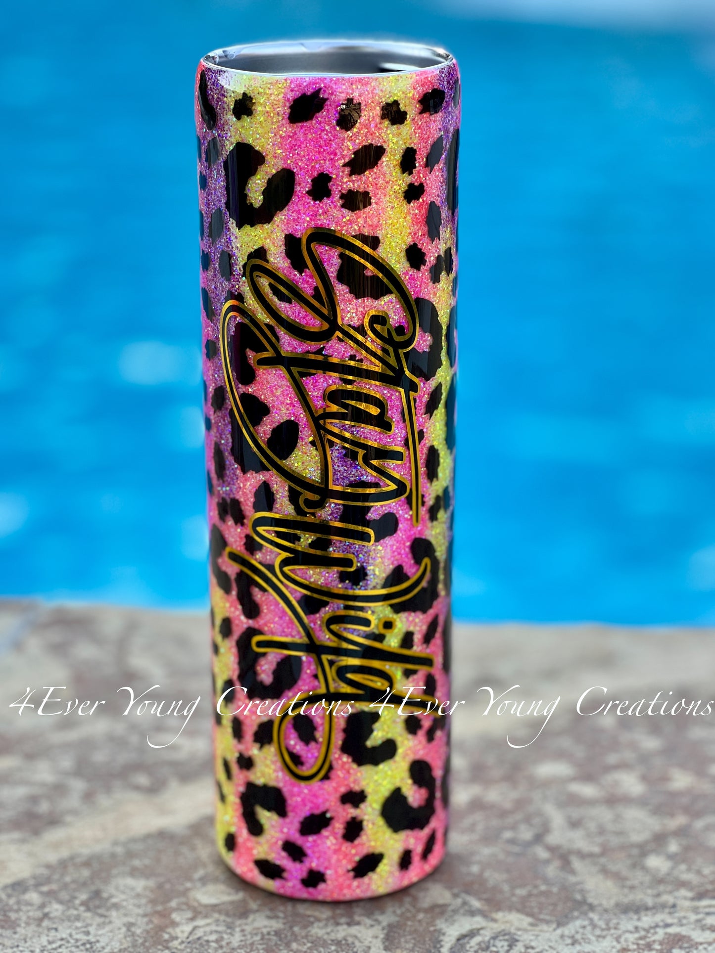 Neon Leopard print tumbler