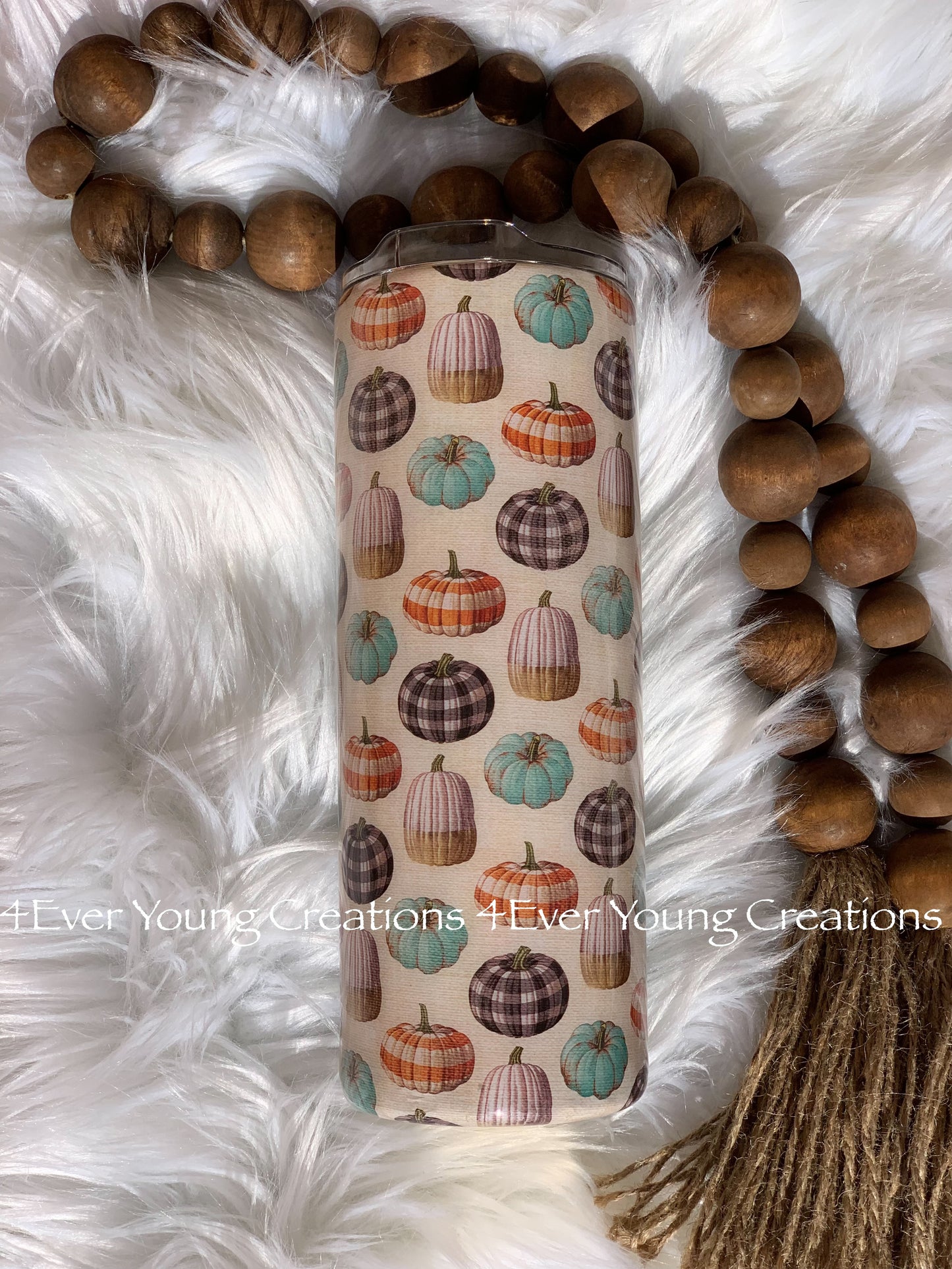 Plaid and pumpkin split tumbler