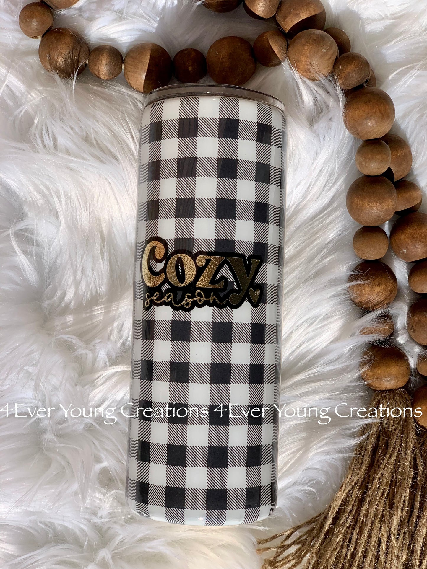 Plaid and pumpkin split tumbler