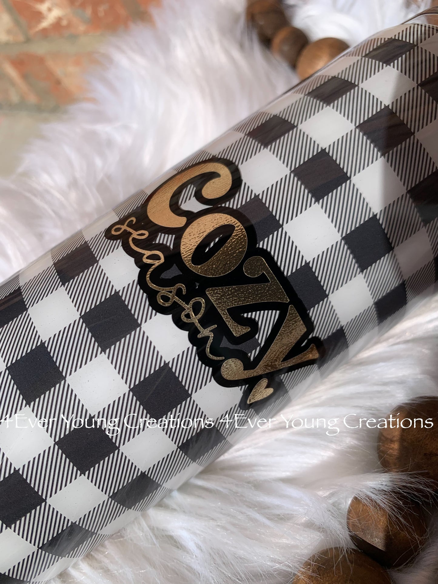 Plaid and pumpkin split tumbler