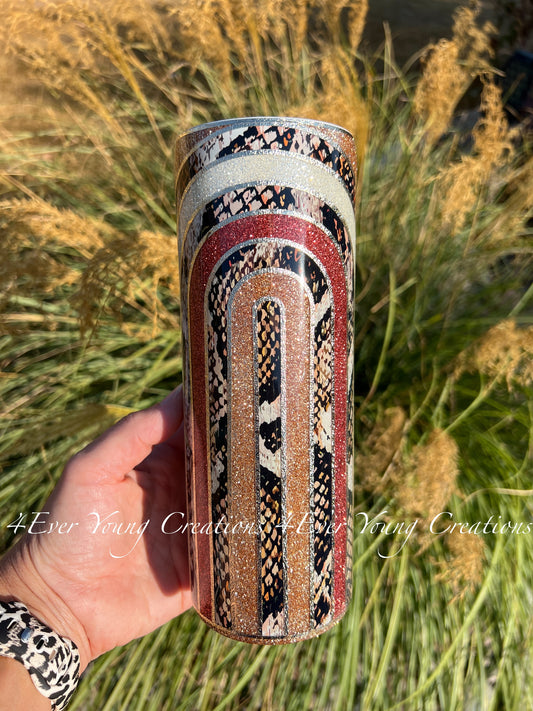 Rainbow tumbler with animal print