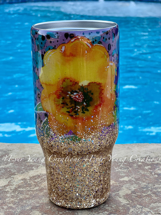 Glitter Floral Tumbler