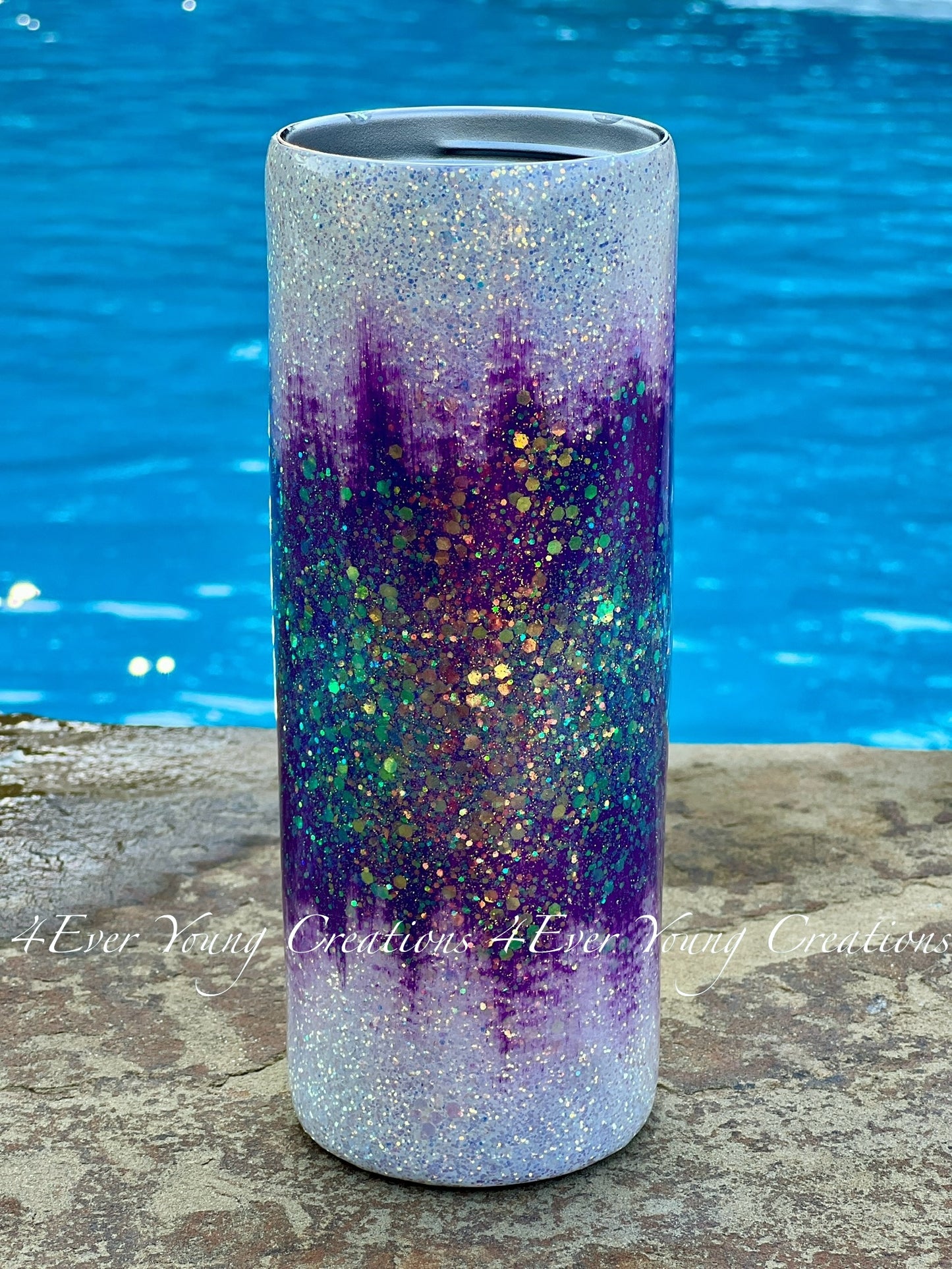 Brushstroke glitter tumbler