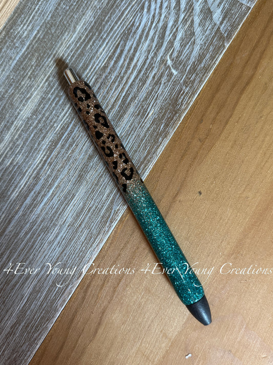 Glitter ombre leopard ink pen